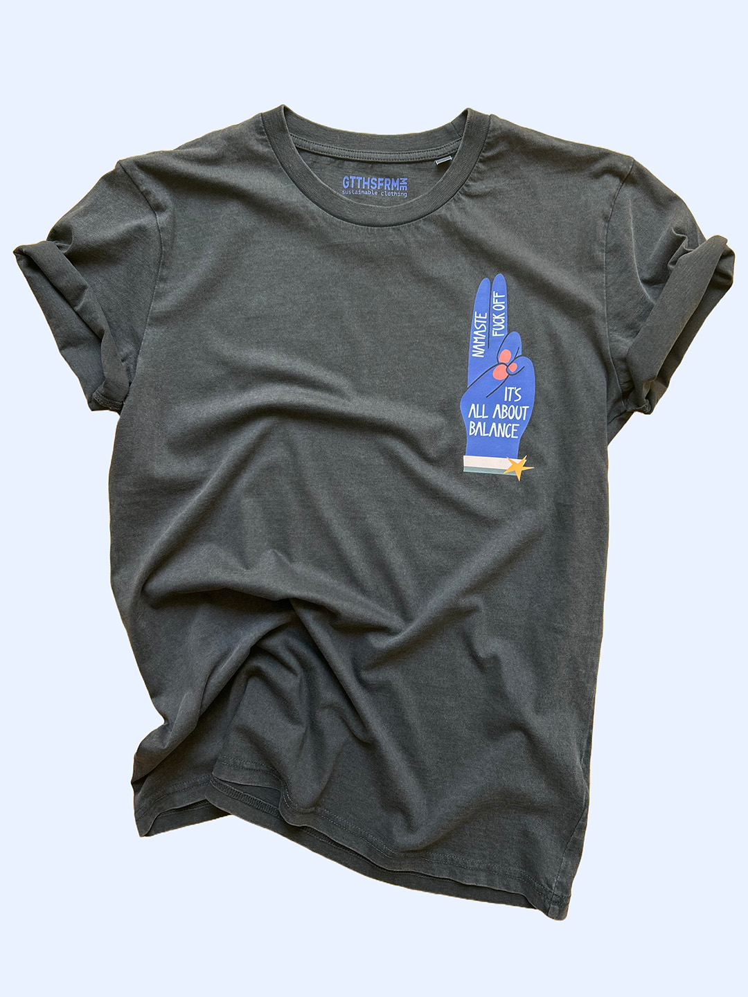 Namaste Fuckoff Shirt vintage black – Bild 4