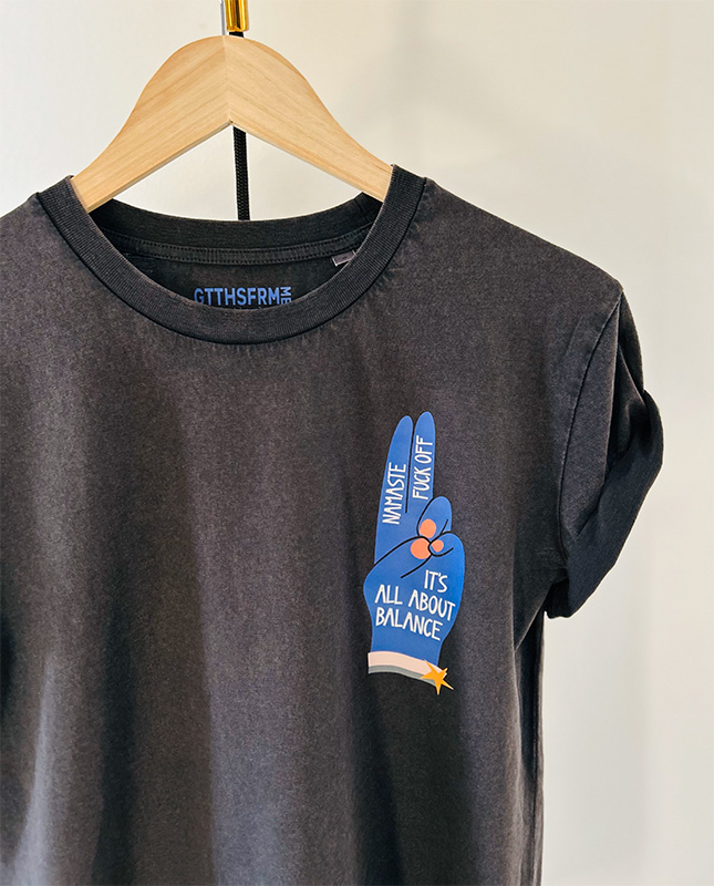 Namaste Fuckoff Shirt vintage black – Bild 3